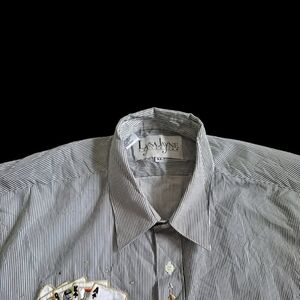 Lysa Jayne Casino Black and White Striped Button Down Blouse